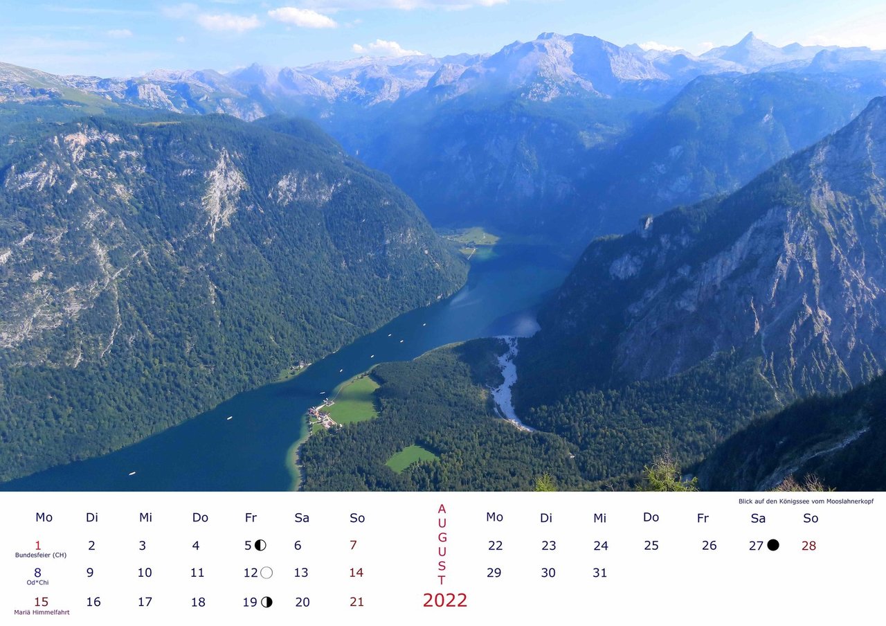 Bergbilder Kalender für 2022 August