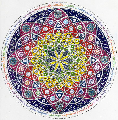Achtfältiges Blumen Mandala mit vielen Ringen