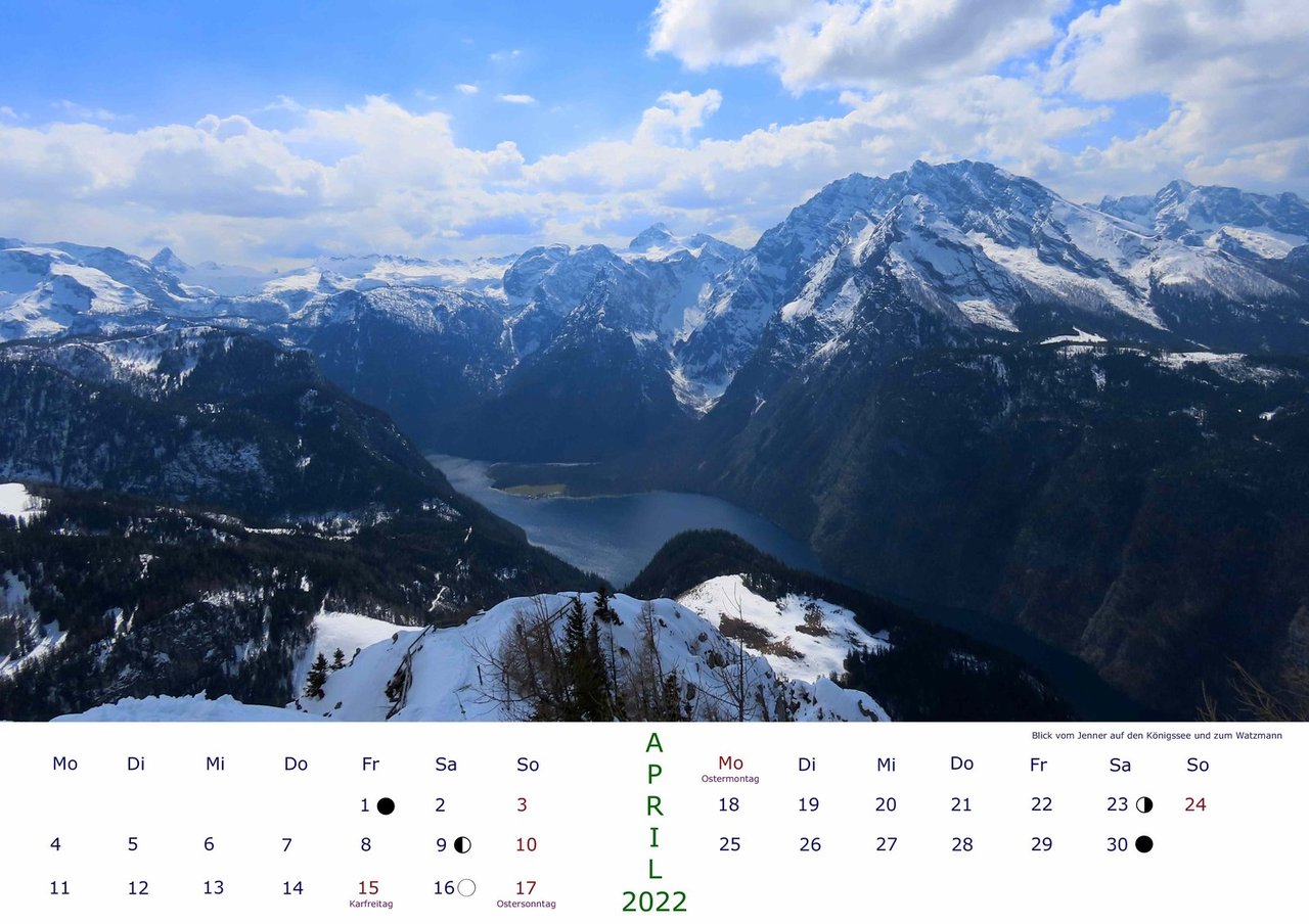 Bergbilder Kalender für 2022 April