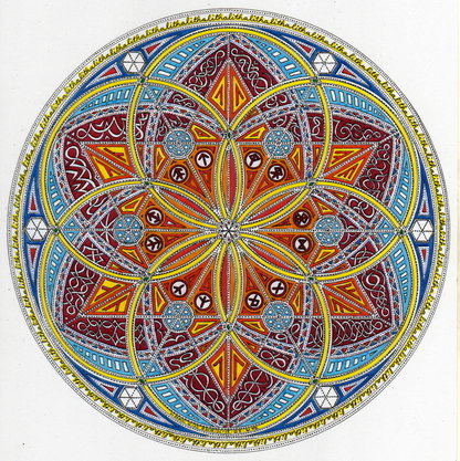 Hexagon Mandala mit Blume des Lebens