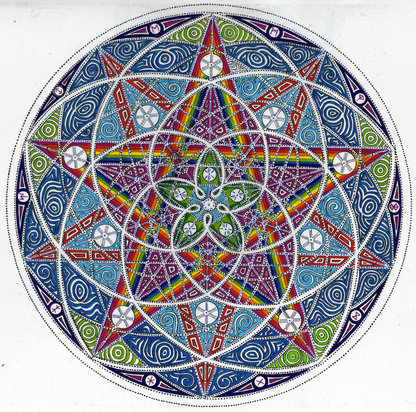 Mandala mit Venusblume und Pentagramm