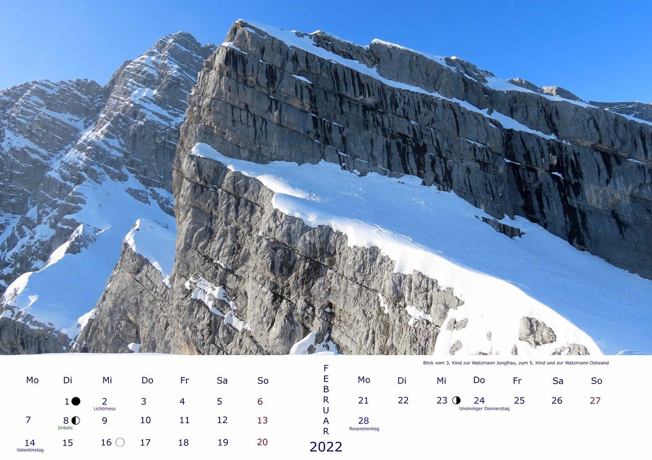 Bergbilder Kalender für 2022 Februar