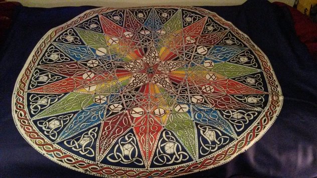 Mandala Tagesdecke mit Pentagramm in einem 20 Stern
