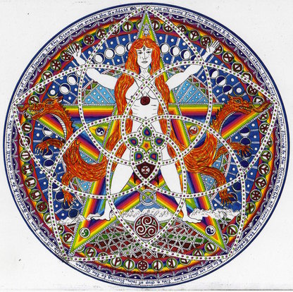 Mandala mit Göttin Freyja und Drachen