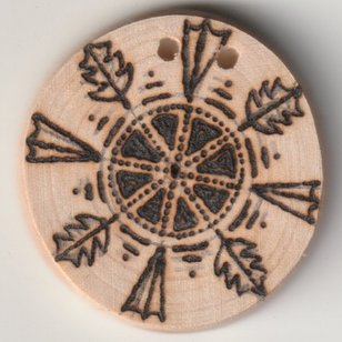 Sonnenbebrannte Holzscheibe mit indianischen Medizinrad Symbol
