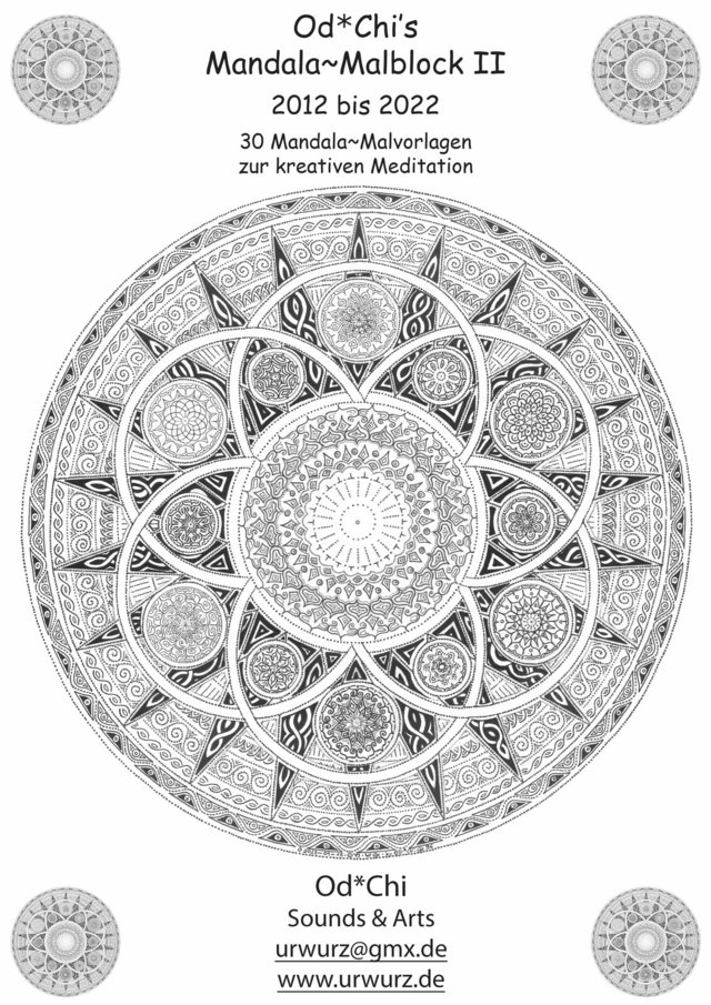Schwarz Weiß Mandala als Titelbild eines Mandala Malblocks